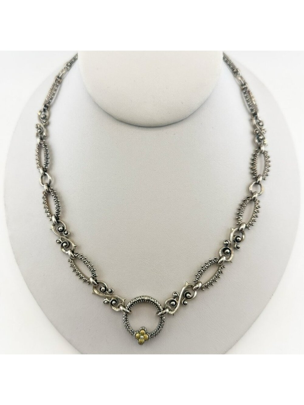 Barbara Bixby Necklace 18K Gold Sterling Silver Connector Ornate Chain Link 50g